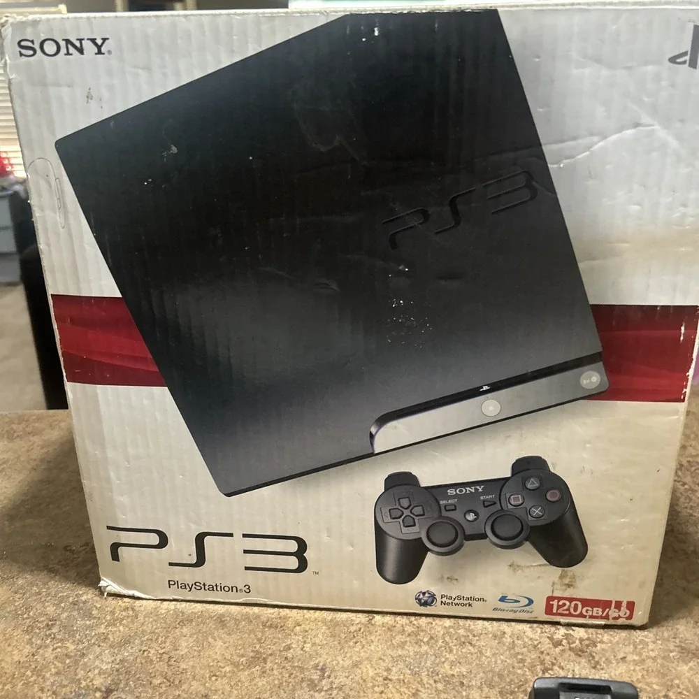 Sony PS3 - Slim 120GB Black Console Cech 2001A With Box And Manual*READ*